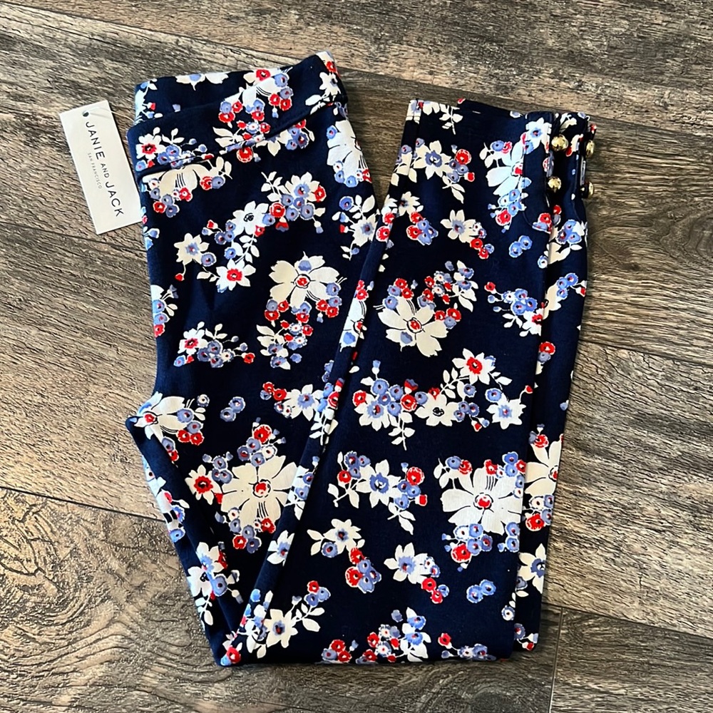 Janie and Jack size 7 girls button cuff Ponte pants leggings new floral